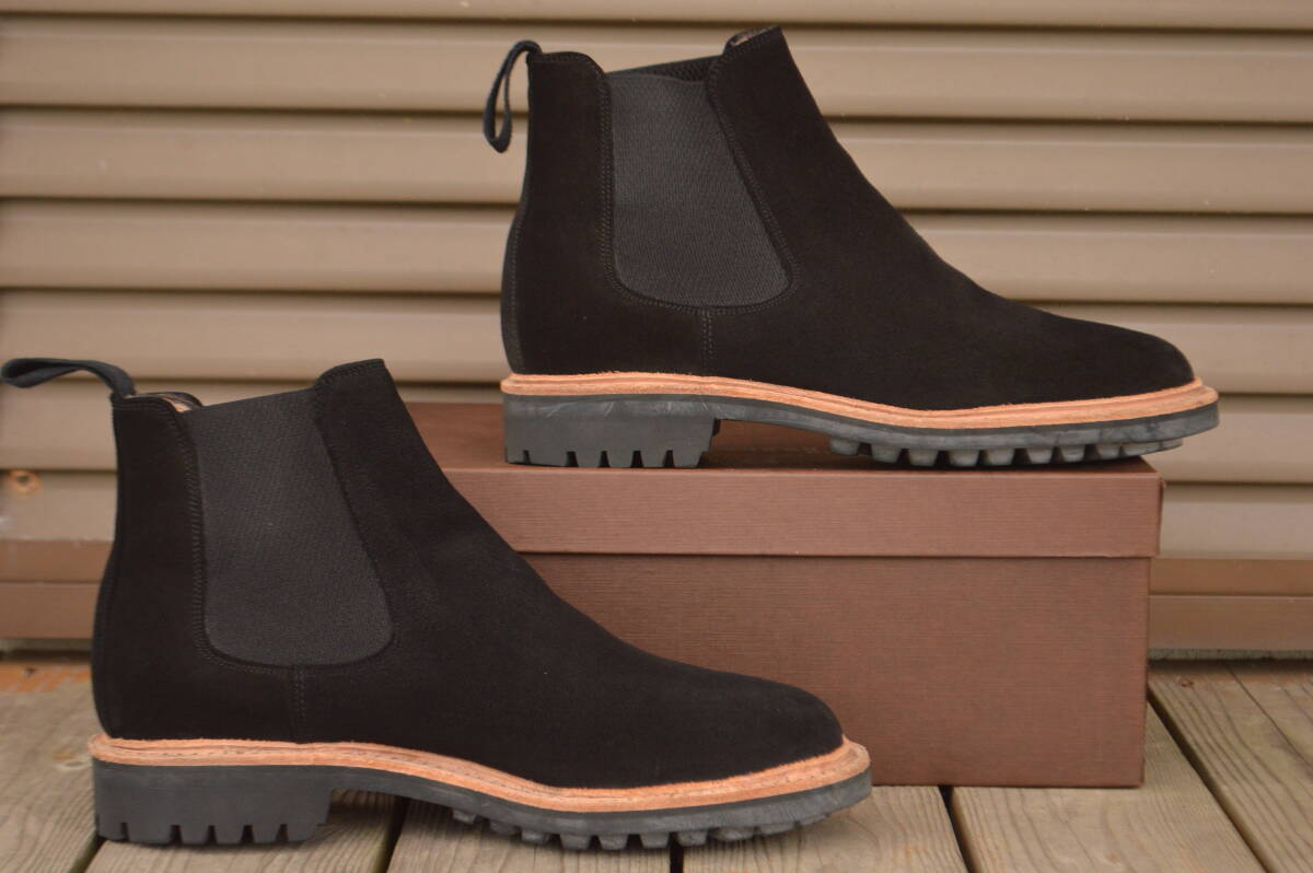 着用数回 COMOLI別注 CHEANEY サイドゴアブーツ UK7 ブラック コモリ