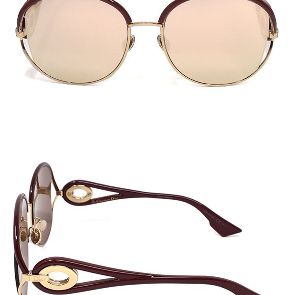 DIOR ディオール サングラス レディース バーガンディ ゴールド ミラー