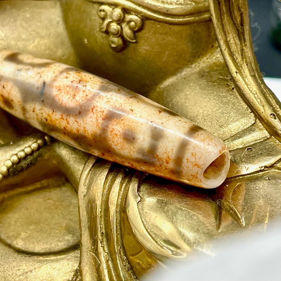 本物 九眼天珠 朱砂 s737 老天珠 古代チベット ジービーズ 54.2mm